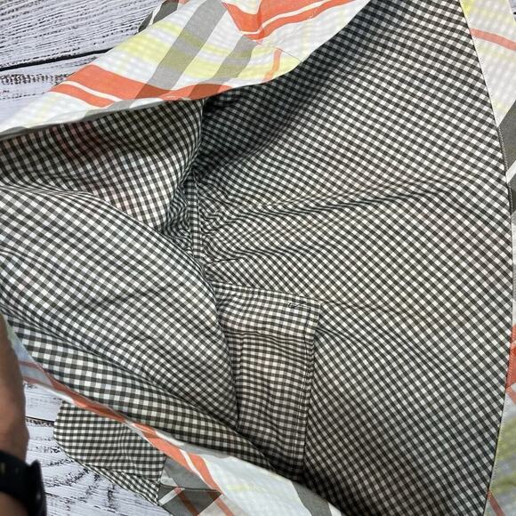 Nike Golf Sport Skirt size 2 Dri Fit Orange Olive Plaid Short A Line Pockets - Picture 6 of 8